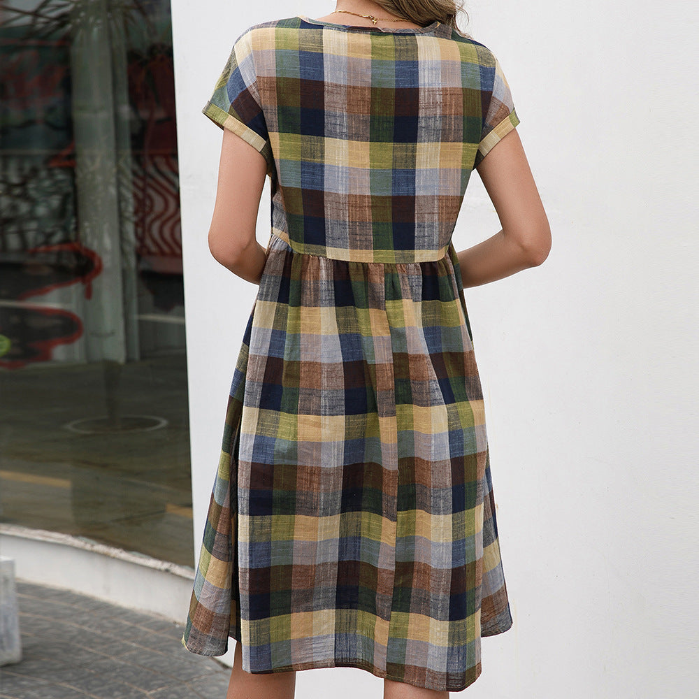 Damen Karofreizeitkleid aus luftiger Baumwolle mit bequemer Passform R&B