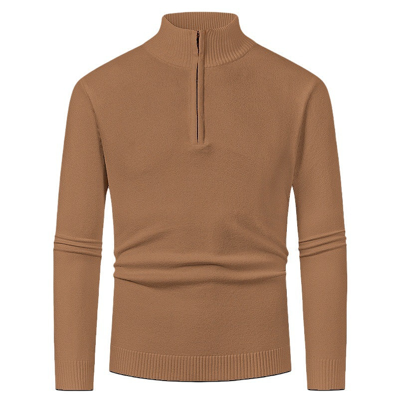 Herren Pullover mit halbem Reißverschluss und modernem Stehkragen R&B