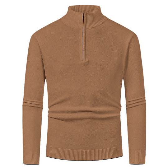 Herren Pullover mit halbem Reißverschluss und modernem Stehkragen R&B