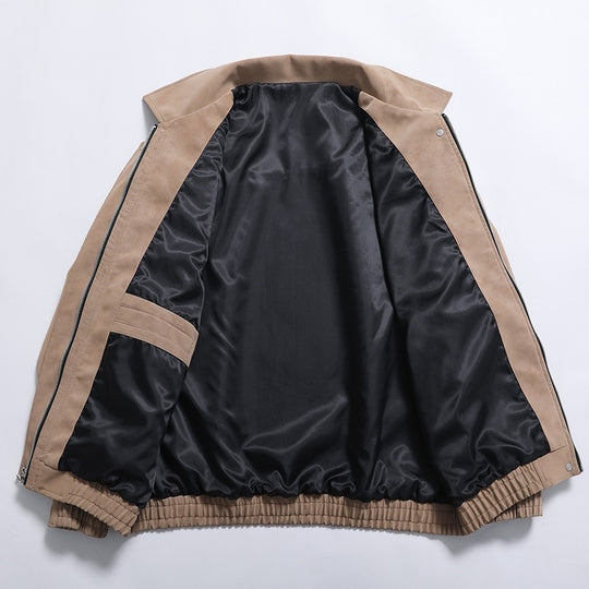Herren Kunstleder-Bomberjacke mit lässigem Schnitt und praktischen Taschen R&B