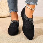 Damen Elegante und filigrane Ballerinas mit floralen Details R&B