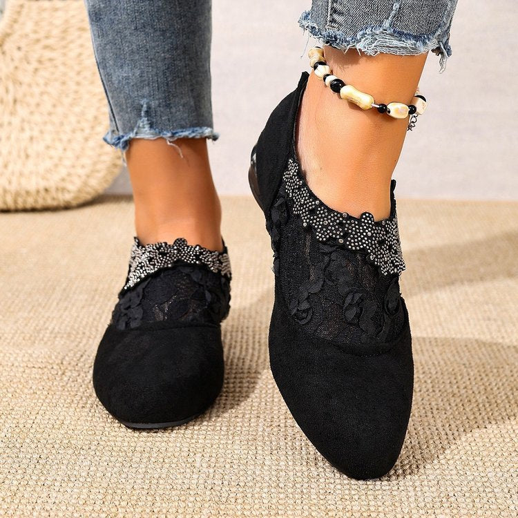 Damen Elegante und filigrane Ballerinas mit floralen Details R&B