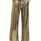 Damen elegante Plisseehose mit hochglänzendem Finish R&B