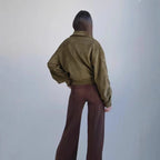 Damen Stilvolle Kurzjacke mit Gürtel und asymmetrischem Schnitt R&B