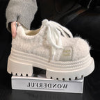 Damen Modische und atmungsaktive Plateau-Sneaker mit kuscheligem Obermaterial R&B