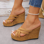 Damen Wedge-Pantoletten mit raffiniertem Kreuzriemen-Design und bequemer Sohle R&B