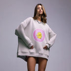 Damen lässiger Sweatshirt mit kontrastivem Druck R&B