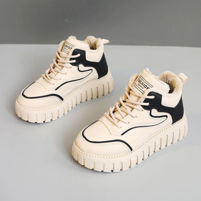 Damen warme High-Top Sneakers mit kuscheligem Innenfutter und innovativem Sohlenprofil R&B