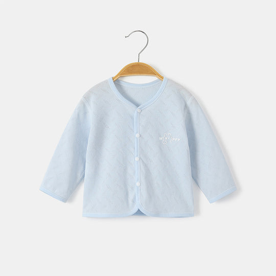 Unisex nan soft organische Baumwolle Snap-Front strukturierte Babystrickjacke mit gesticktem Teddy R&B