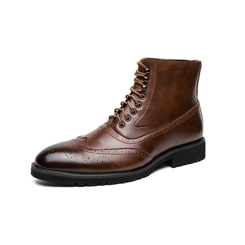 Damen Elegante Hochgeschlossene Schnürstiefel aus Leder R&B