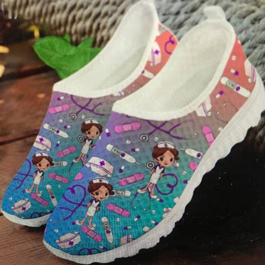 Damen Slip-On Freizeitschuhe mit farbenfrohem Design und atmungsaktiver Oberseite R&B