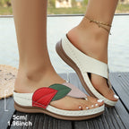 Damen Bequeme Zehentrenner-Sandalen mit floralem Design und rutschfester Sohle R&B