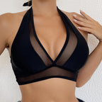 Damen Sport-Bikini-Oberteil mit durchscheinenden Einsätzen und verstellbaren Trägern R&B