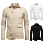 Herren Hemd mit asymmetrischem Knopfdesign und modernem Kragen R&B