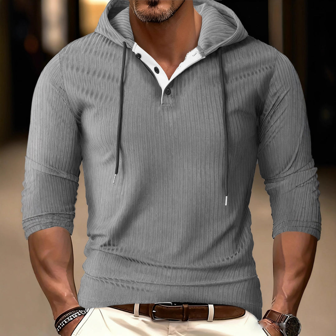 Herren Sportlicher Langarm-Hoodie mit strukturierter Oberfläche R&B