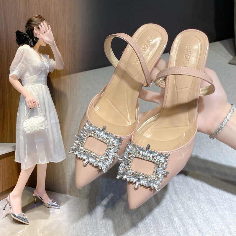 Damen Slingback-Pumps mit funkelndem Schmuckdetail R&B