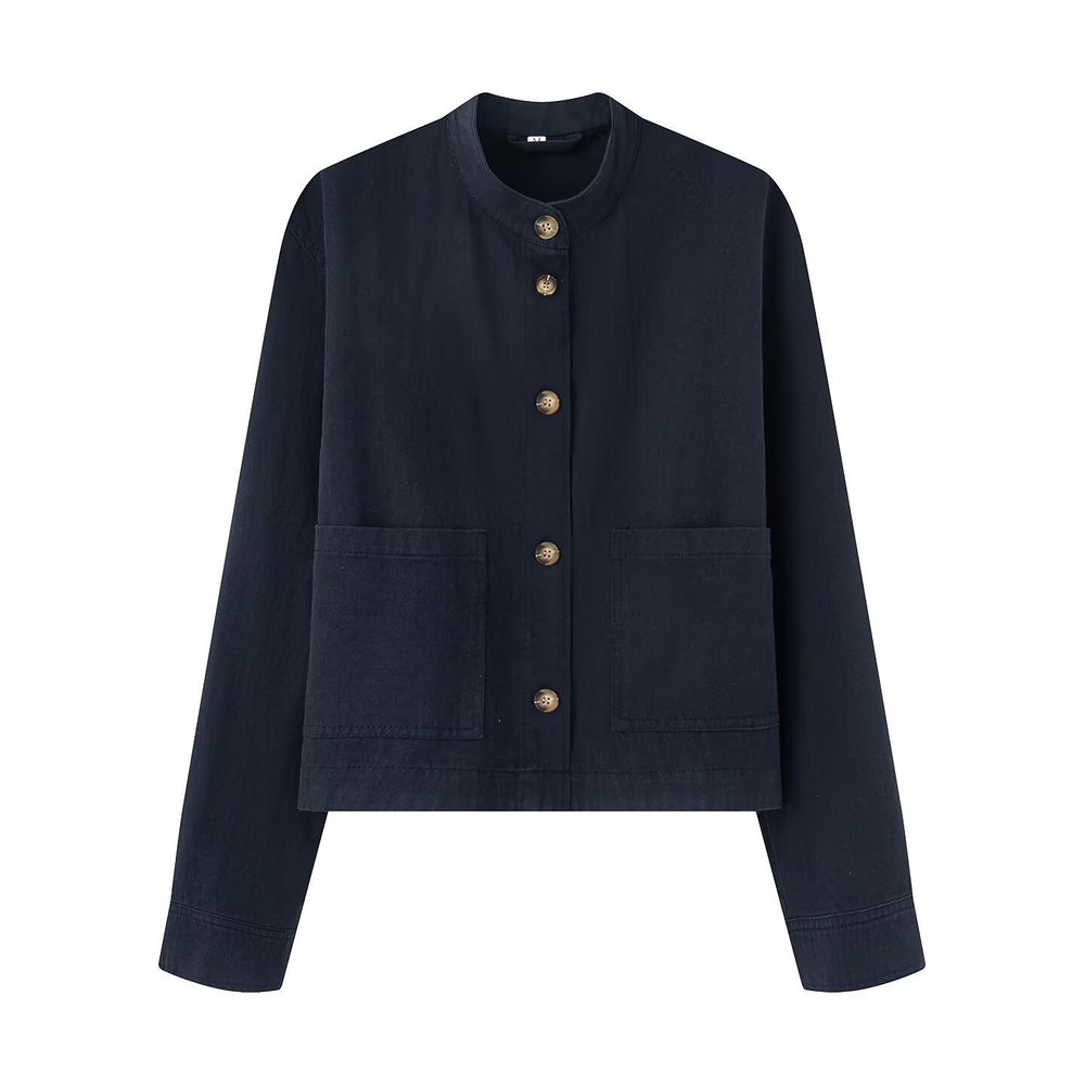 Damen Baumwolljacke mit Knopfleiste und praktischen Taschen R&B