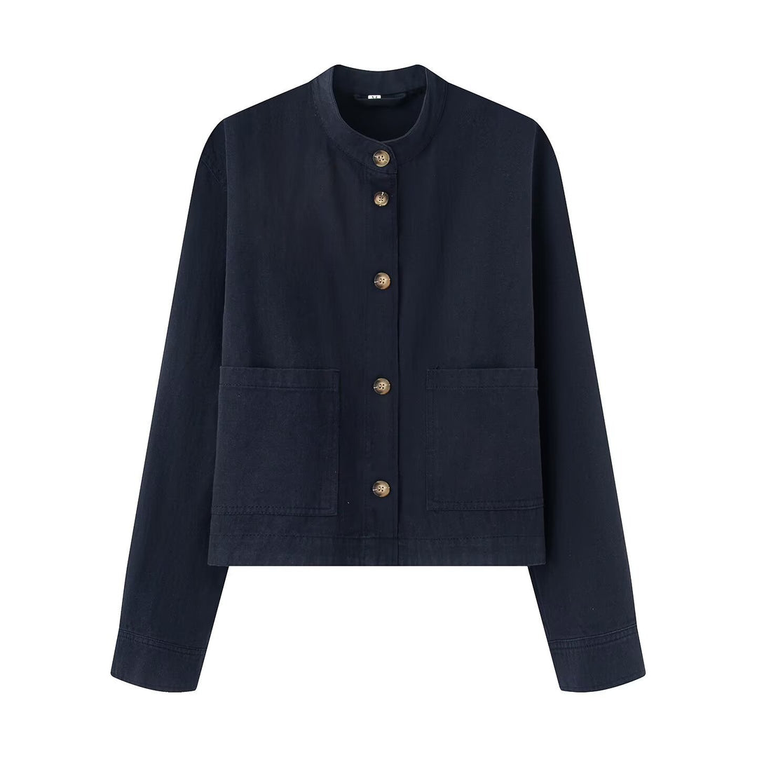 Damen Baumwolljacke mit Knopfleiste und praktischen Taschen R&B