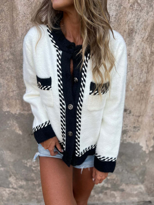 Damen Kuschelige Jacke mit eleganten Kontrastdetails R&B