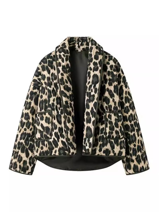Damen modische Leo-Jacke im lässigen Schnitt mit praktischen Taschen R&B