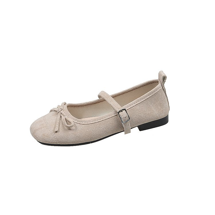Damen elegante Ballerinas mit modischem Riemen und Schleifenakzent