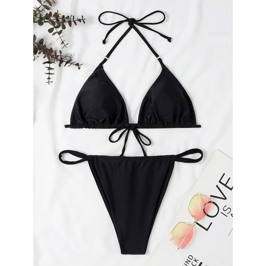 Damen Triangel-Bikini mit verstellbaren Bindebändern und elastischem Bund R&B