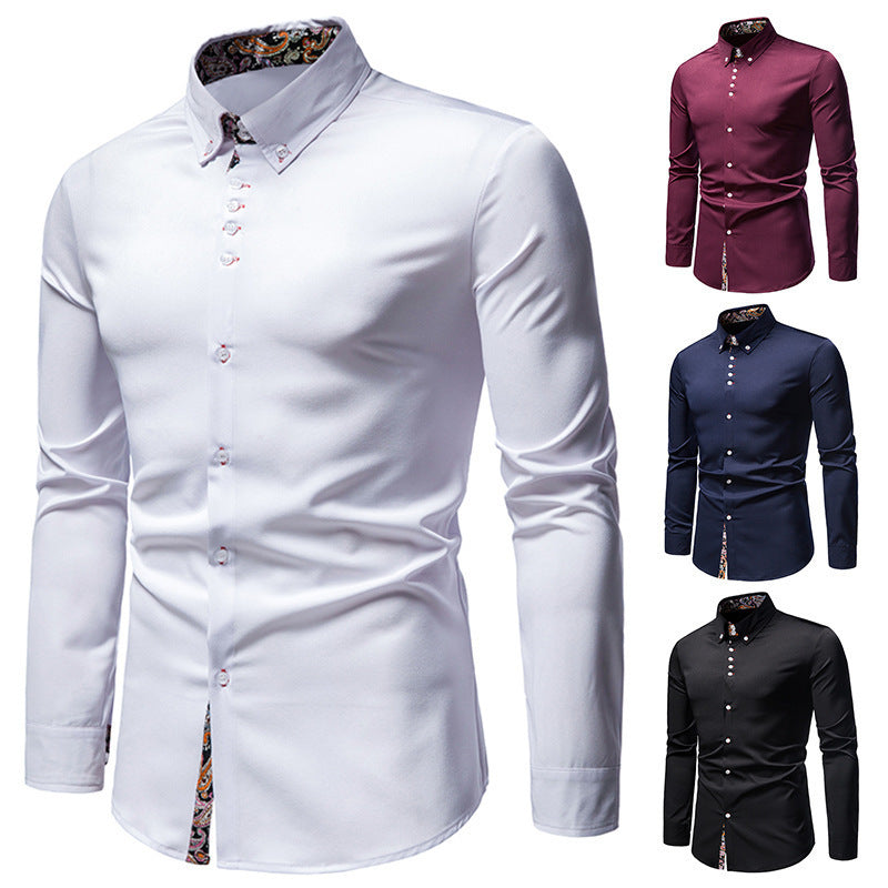 Herren Langarmhemd mit modernem Paisley-Muster und exklusiven Details R&B