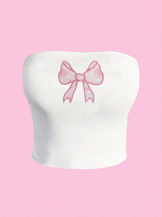 Damen Bandeau-Top mit elegantem Spitzenbandmotiv R&B