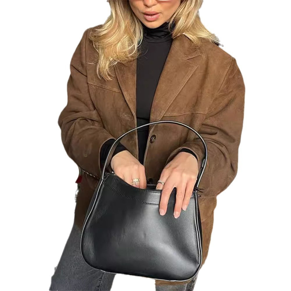 Damen lässige Wildlederjacke mit oversized Schnitt R&B