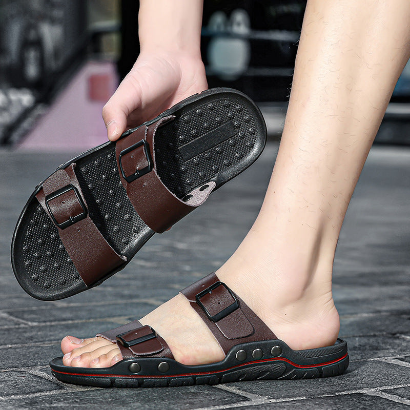Herren Bequeme Leder-Sandalen mit verstellbaren Riemen R&B