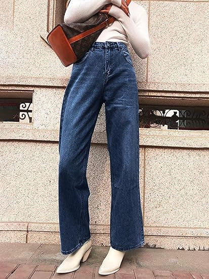 Damen Weit geschnittene high-waist Jeans mit klassischem Look R&B