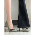 Damen elegante Pumps mit dekorativer Schleifenapplikation