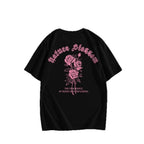 Damen T-Shirt mit floralem Motiv und kreativem Schriftzug R&B