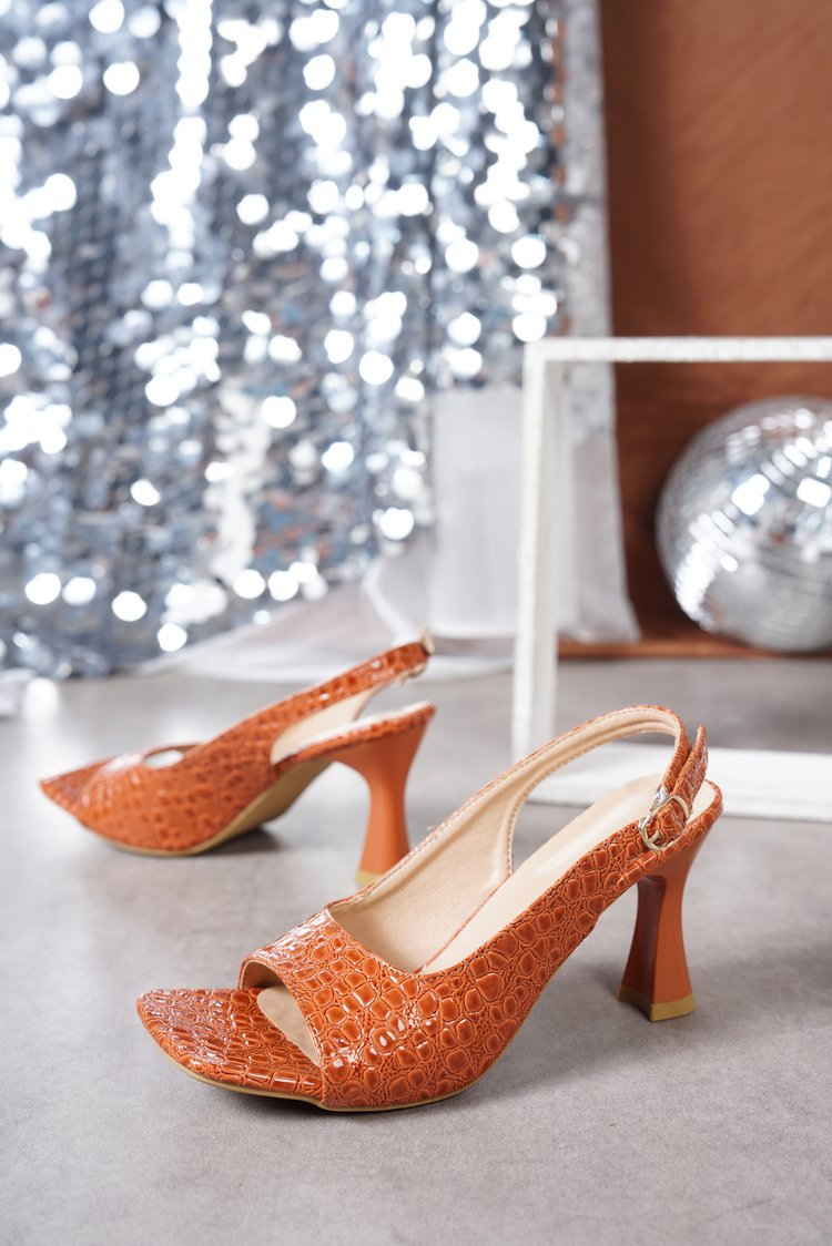 Damen Slingpumps mit modischer Krokoprägung und komfortablem Blockabsatz R&B