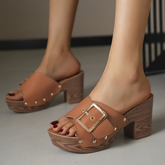 Damen Plattform-Sandalen mit elegantem Riemen und stylischem Blockabsatz R&B