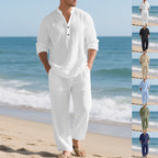 Herren komfortables Homewear-Set mit eleganter Knopfleiste und langen Hosen R&B