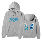 Damen Kapuzenpullover mit einzigartigem Schmetterlings- und Blumenmotiv