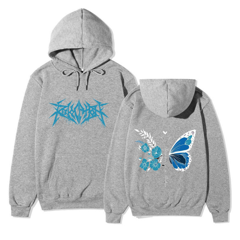Damen Kapuzenpullover mit einzigartigem Schmetterlings- und Blumenmotiv