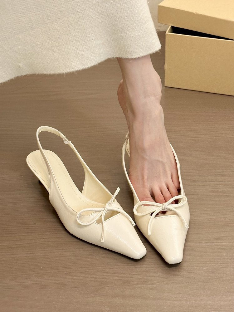 Damen elegante Slingback-Ballerinas mit modischem Schleifendetail und komfortablem Fußbett R&B