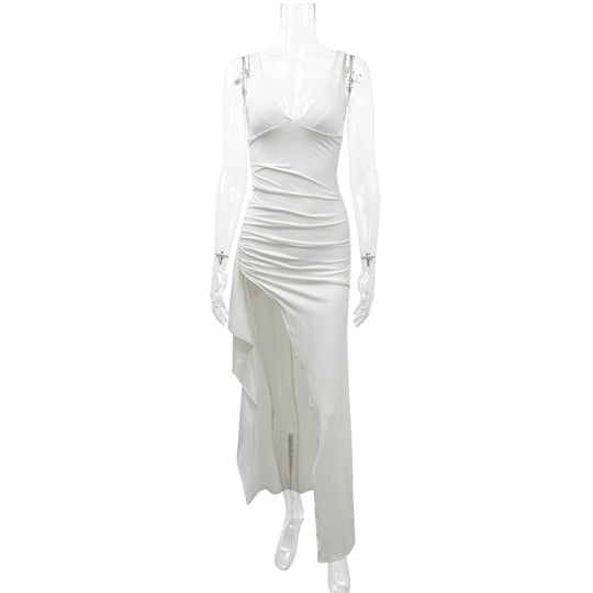 Damen Elegantes Wickelkleid mit tiefem V-Ausschnitt und seitlichem Schlitz R&B