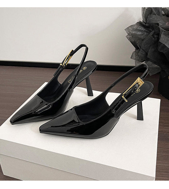 Damen Slingback-Pumps mit eleganter Schlangenlederstruktur R&B