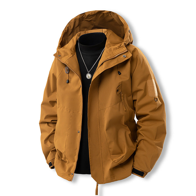 Herren funktionale Outdoor-Jacke mit verstellbarer Kapuze und praktischen Taschen R&B