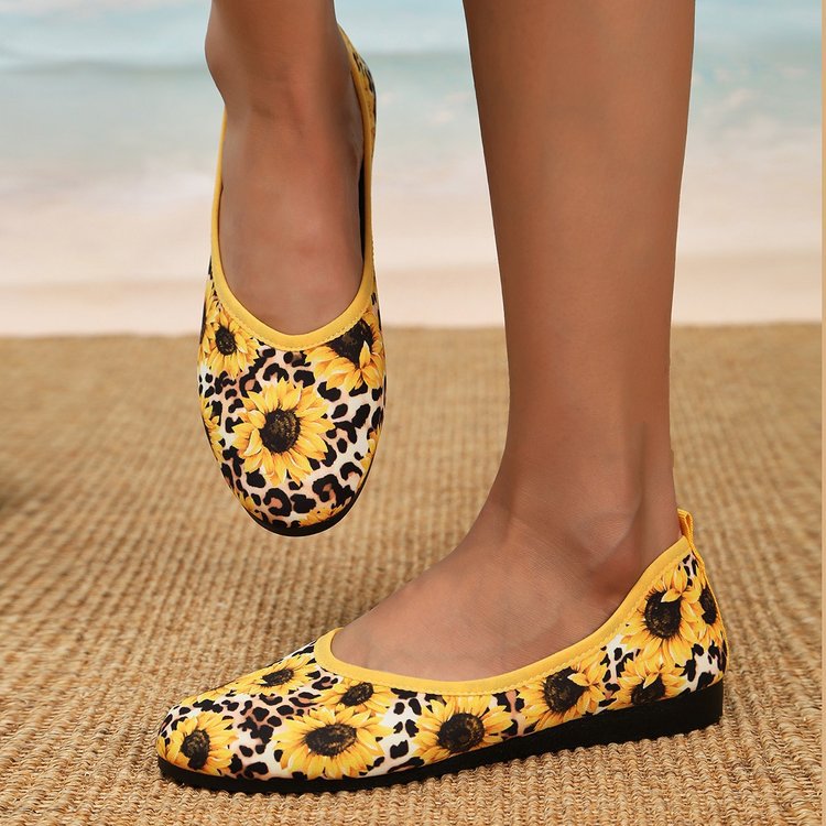 Damen Ballerinas mit floralem Muster und flexiblem Fußbett R&B