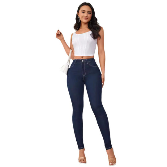Damen Slim Fit Jeans mit hohem Bund und innovativer Nahtführung R&B