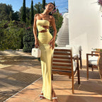 Damen Maxikleid mit elegantem Cut-Out-Design und verspieltem Rüschenelement R&B