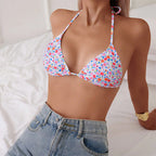 Damen Triangel-Bikini mit verspieltem Floral-Design und verstellbaren Trägern R&B