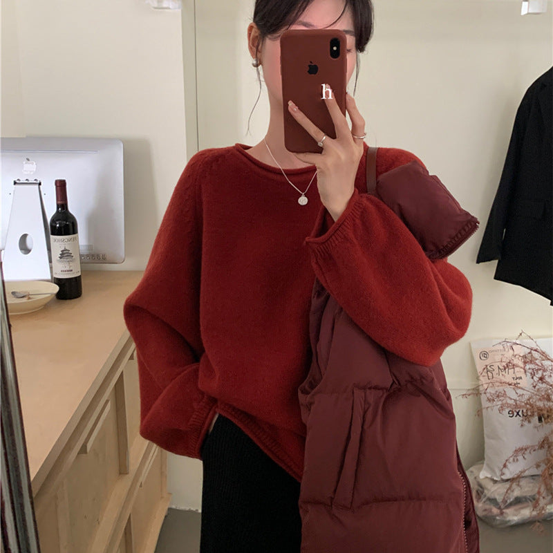 Damen Lässiger Pullover mit voluminösen Ärmeln und weichem Material R&B