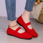 Damen Bequeme Strick-Ballerinas mit elastischem Riemen R&B