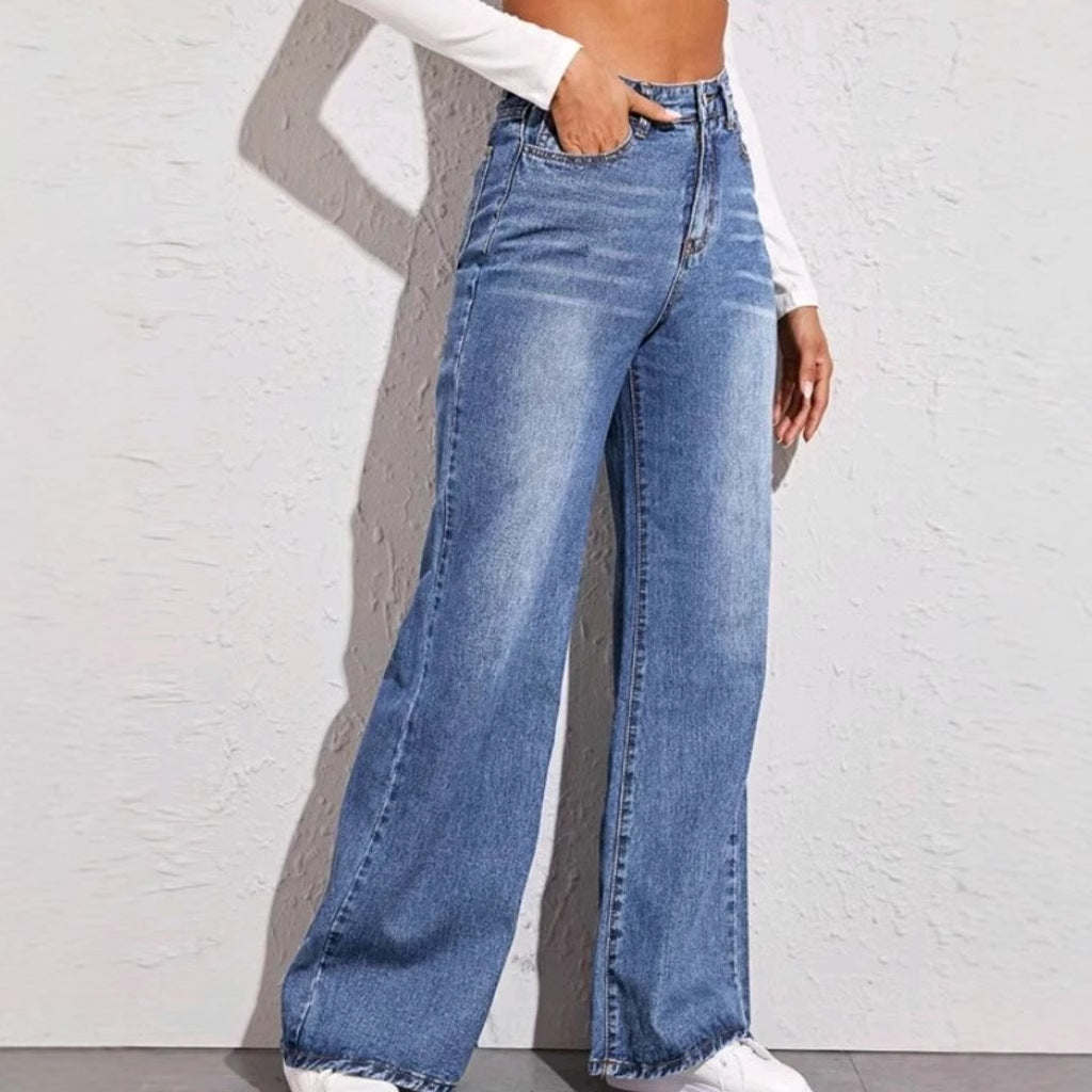 Damen Weit geschnittene Jeans mit hohem Bund R&B
