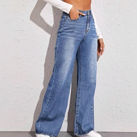 Damen Weit geschnittene Jeans mit hohem Bund R&B